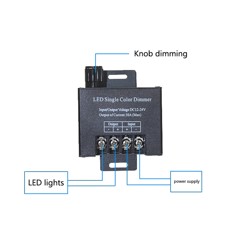 Iron Case Single Color LED Dimmer 30A High Power Dimmable Constant Voltage