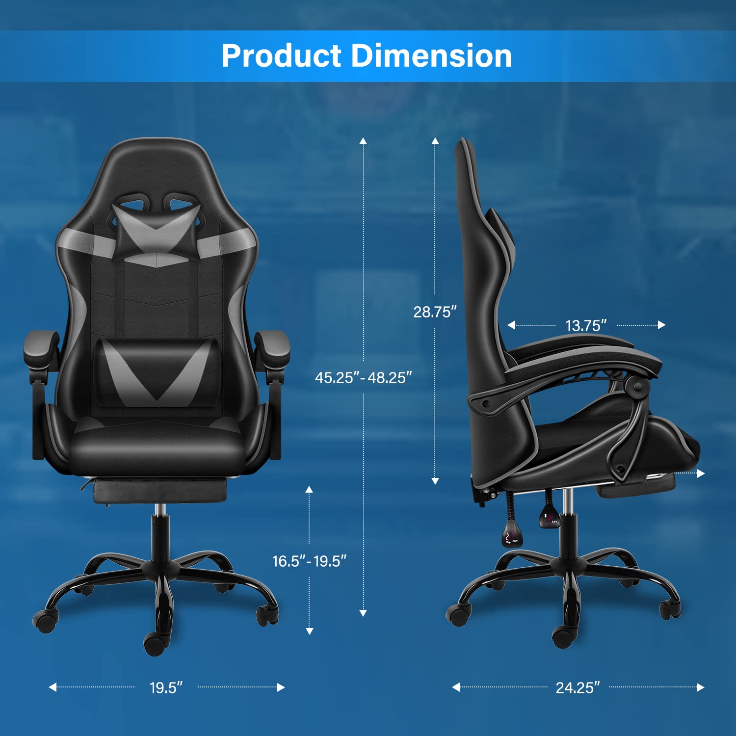 Directly Sell Gaming Chair with Adjustable Features 21"D x 46"W x 23"H Mail Packing Y