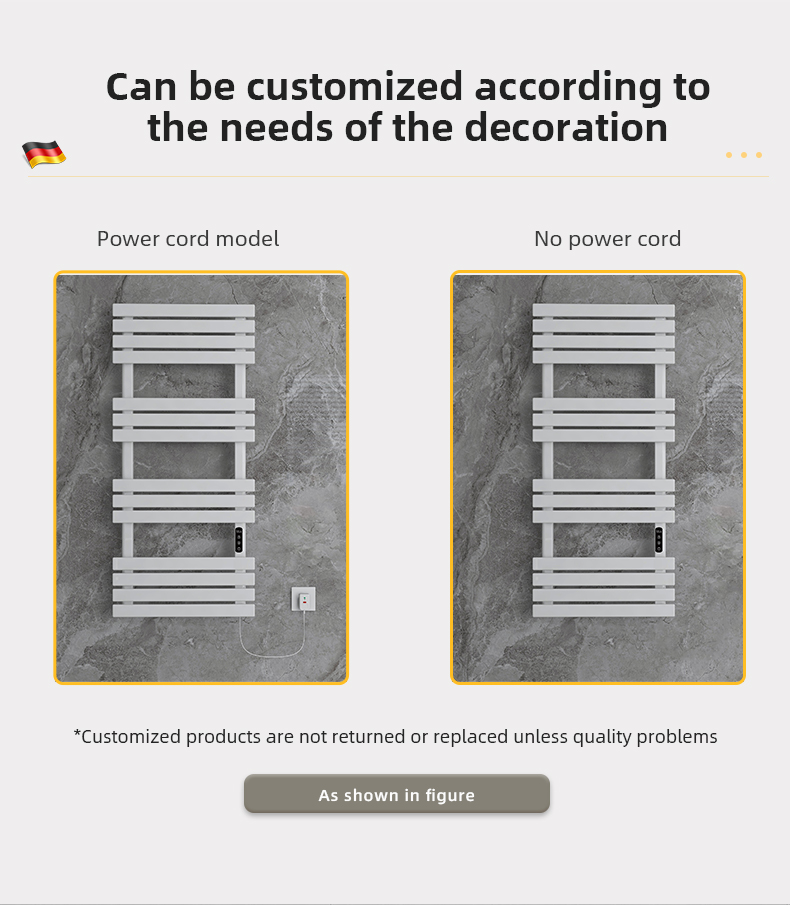 Carbon Steel Bathroom Electric Heated Towel Rail with Towel Heaters and Heating Element