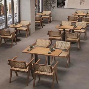 China Restaurant Coffee Shop Bistro Commercial Furniture Ash Solid Wooden Dining Set wholesale