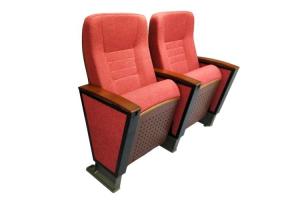 China Red Aluminum Conference Room Chair Wood Armrest Padded With Fabric wholesale