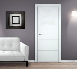 China WPC Painting Internal Door , Solid Foam White Wooden Bedroom Door 45mm Thickness wholesale