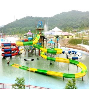 China Family Friendly Fiberglass Outdoor Water Playground With Water Slides For All Ages wholesale