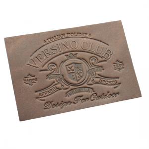 China custom leather clothing tags leather luggage labels embossed leather patches wholesale