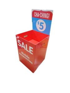 China Promotional red dump bin display stand for supermarket promotion wholesale
