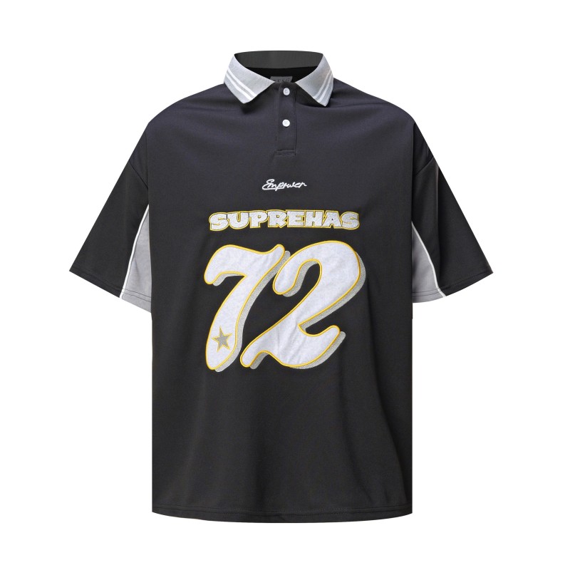 Support Custom Embroidery Digital Pattern Oversized Sports Short-sleeved for Shirt Made 100% Polyester Fiber Breathable Quick