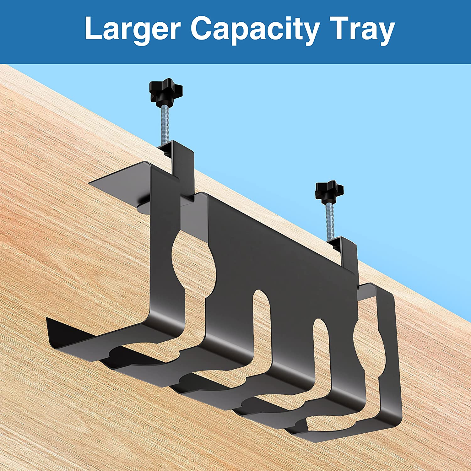 Silver Desk No Drilling Cable Management Tray for Workstation Cable Duct Cord Holder