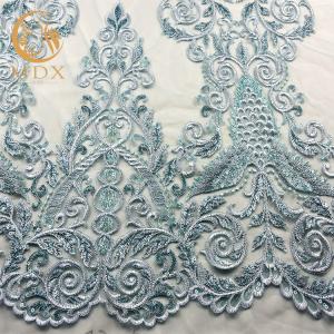 China Customized Embroidered Mesh Lace Fabric Sequins Decoration For Women Dress on sale