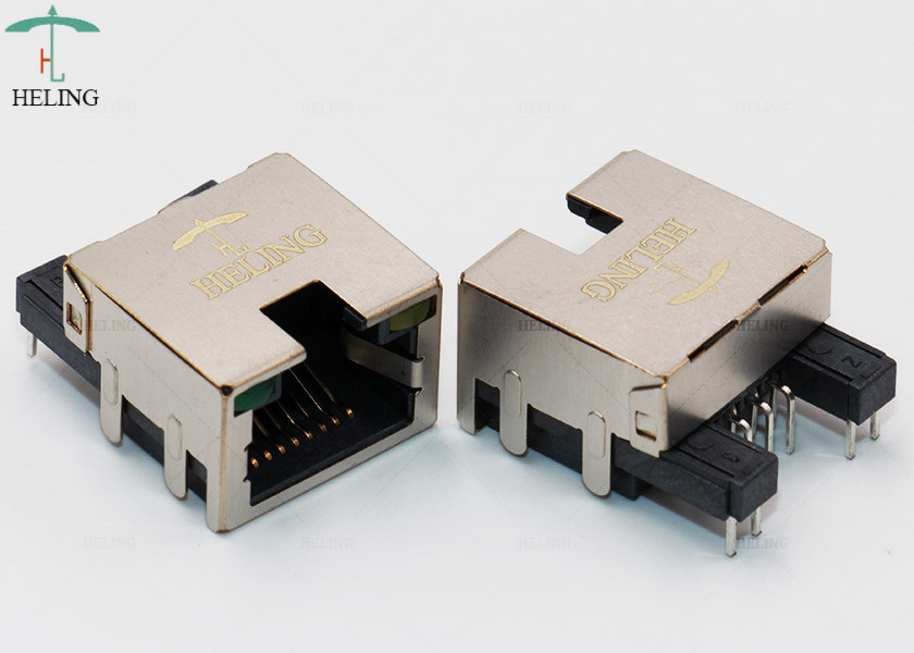 Through Hole Customized Low Profile RJ45 , Tab Up Female Lan Connector