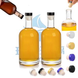 China T Type Wooden Top Clear Vodka Luxury 500ml 700ml 750ml Whiskey Liquor Bottle for Sale wholesale
