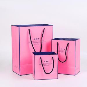 China Custom Printed Paper Shopping Bags , Personalized Paper Gift Bags With Ribbon Handle wholesale