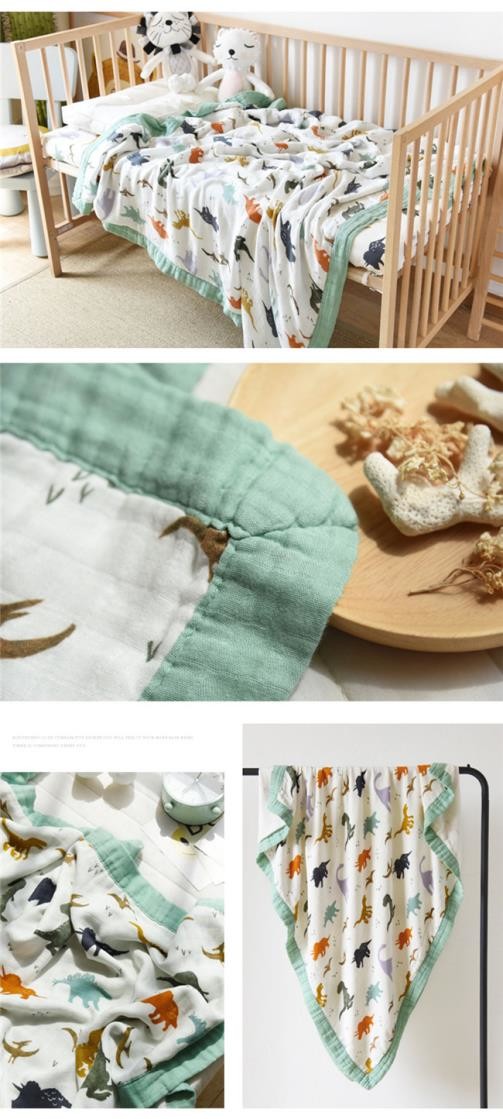 Reactive Printing Tummy Time Blanket Fashionable Reusable Newborn Muslin Wraps