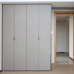China Grey E1 Modern Wardrobe Closets Folding Door Wardrobe With Drawers wholesale