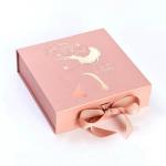 Customized Logo Folding Gift Box With Ribbon Closure Degradable Card Paper