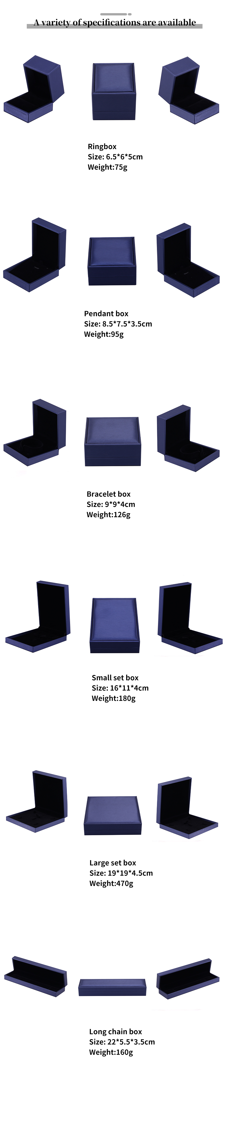 Hanhong Handmade Velvet Jewelry Packaging Box for Necklace and Ring 9*9*4.5cm Blue PU Leather
