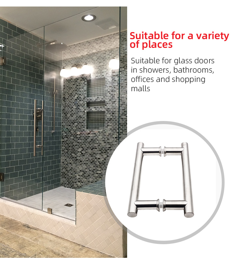 S-shaped tubular design Polished Mirror stainless steel Shower Glass Door Handle