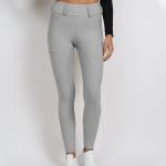 Light Gray Women Riding Leggings Pockets Equestrian Training Pants With Silicone