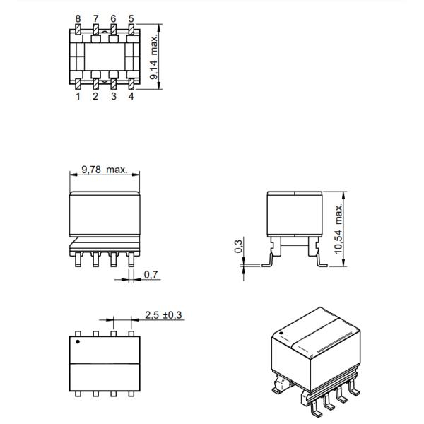 80 uH Flyback Transformer For Isolated Telecom Converters 750311692