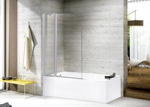 China Tempered Glass Waterproof Bathroom Shower Partition Two Folding Racks wholesale