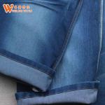 Non Slub Cotton Polyester Spandex Yarn Dyed Denim Fabric Dark Blue