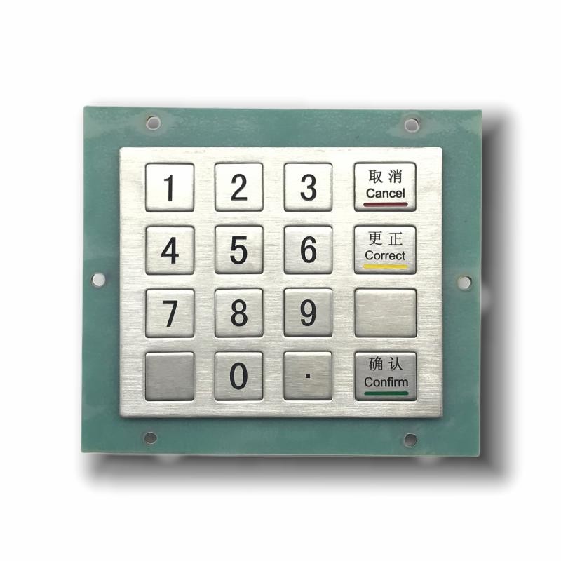 IP65 / IK07 Mini Stainless Steel KeyPad waterproof dustproof anti-vandalism 16 Keys Metal Industrial Numeric Keypad USB 232 485 Rear Panel Mounted -40