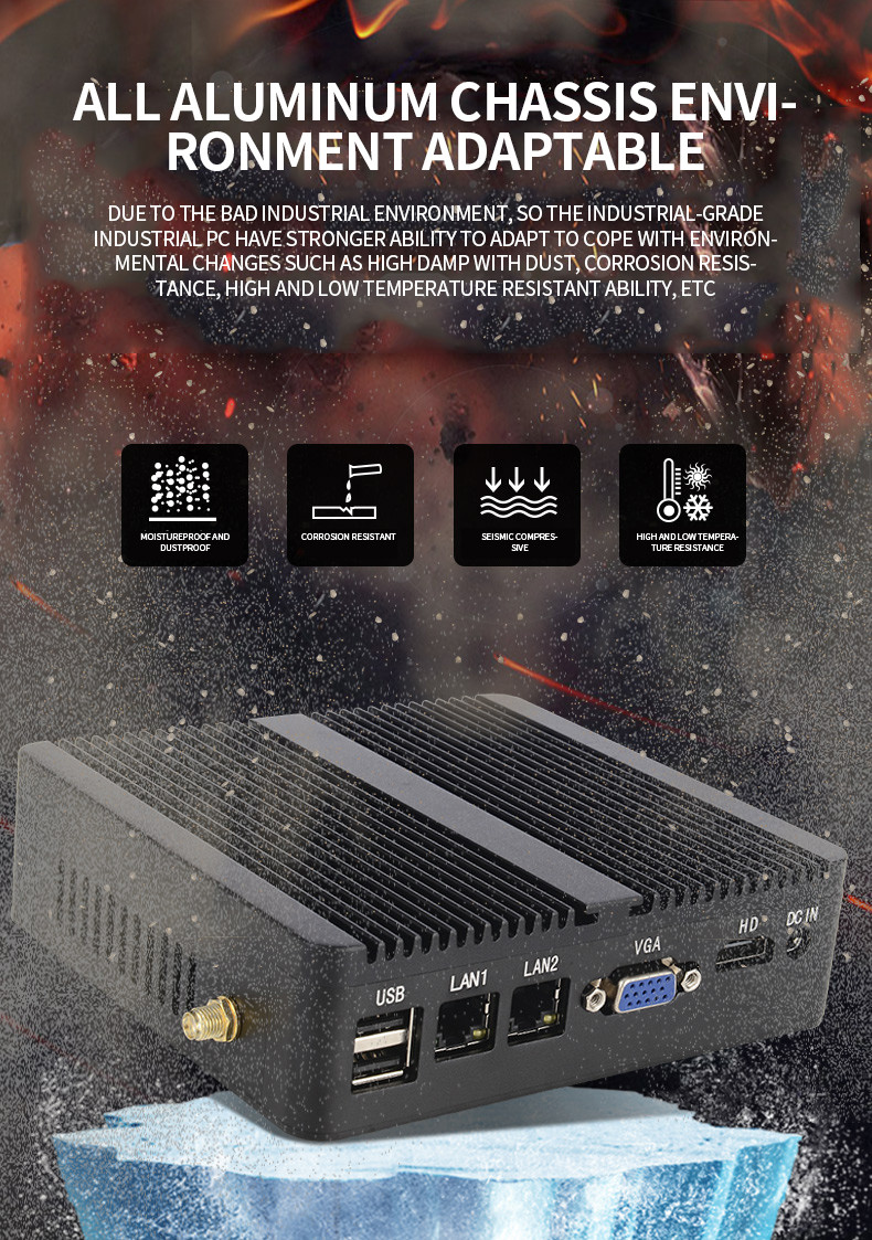 Fully Enclosed Aluminium Alloy N2940 Fanless Industrial PC