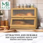 Custom High Quality Bamboo Double Layer Bread Storage Box For Restaurant Kitchen