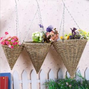 China Cone Shape Hanging Basket Hand Woven Cheap Wicker Hanging Basket for Sale on sale
