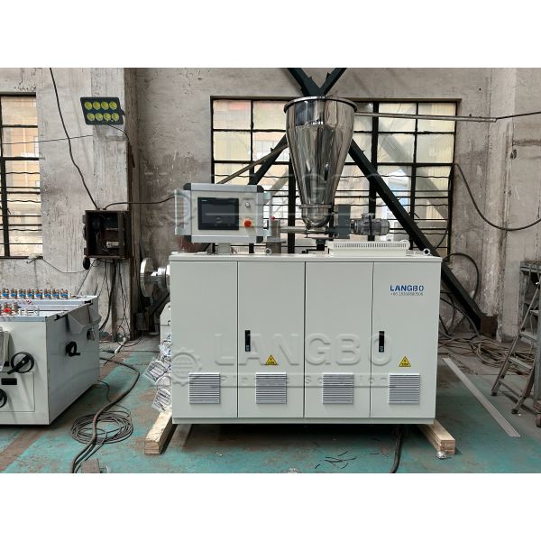 1180mm Profile Size PVC Cable Trunk Making Machine With 8m Calibration Table and 55/110 Conical Twin Screw Extruder