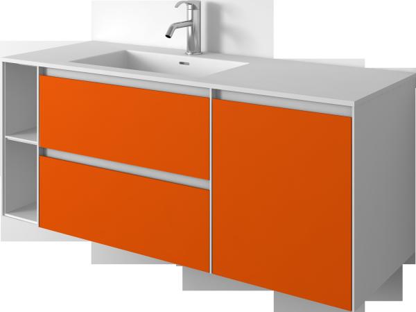 Artificial Marble Stone Wall Mounted Bathroom Cabinet Sets / floor standing