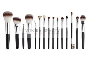 China Three Tones Taklon Synthetic Hair Foundation Hair Brush With Matte Black Handles wholesale