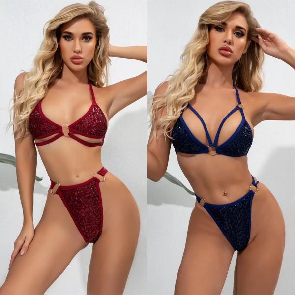 swimming suit bikini two Piece Swimsuit Backless Printed High Waist Triangle