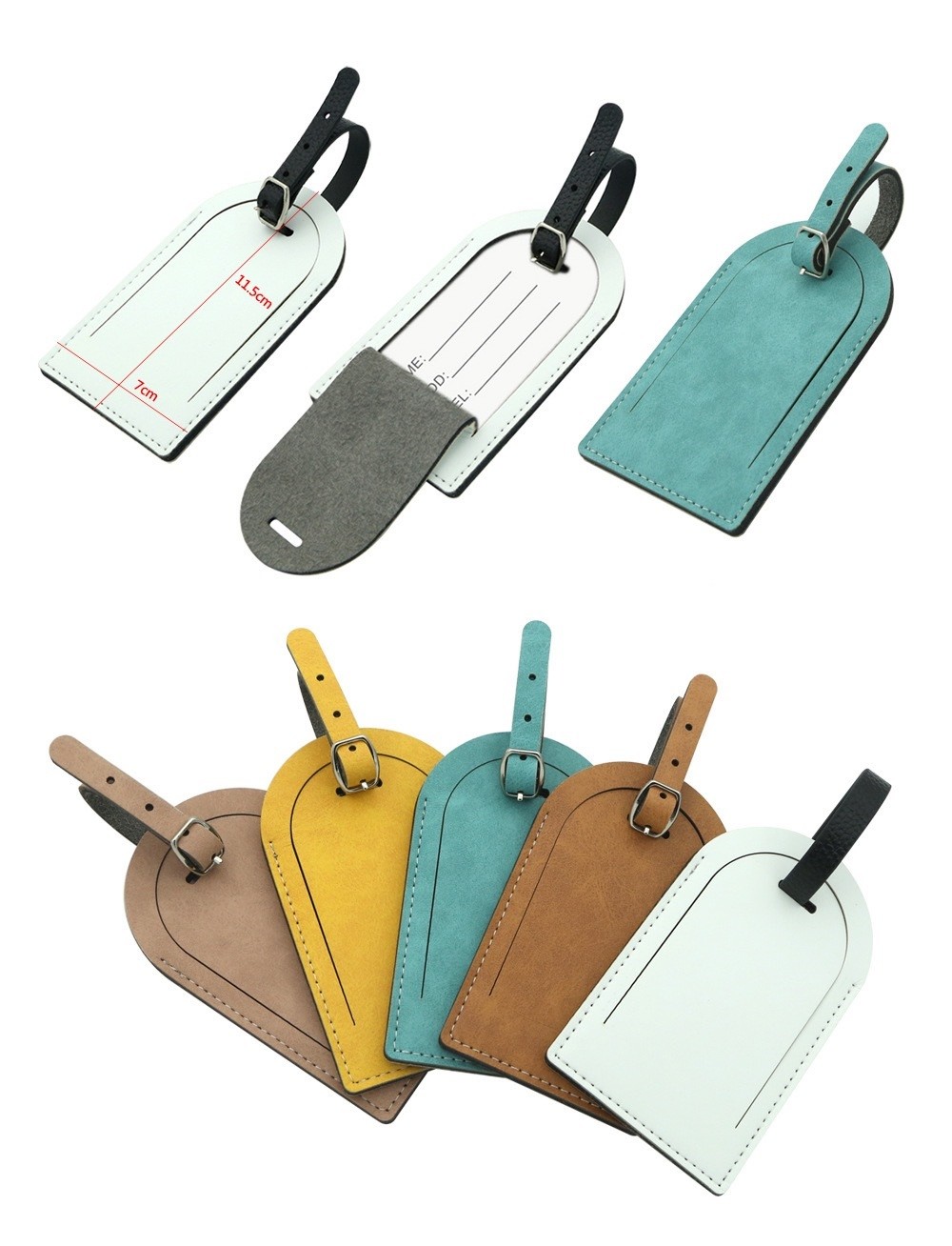 Custom Blank Sublimation PU Leather Luggage Tag For Sublimation Printing