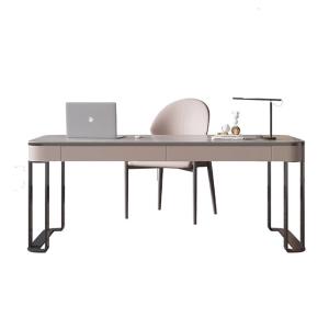 China Ceramic Top Solid Wood Office Desk White Brushed Gold Modern Wood Desk wholesale