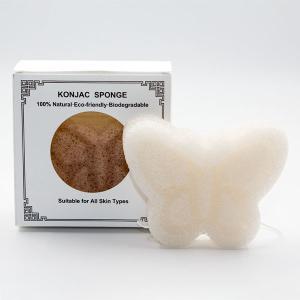 China 8.5*6.5*3cm Konjac Glucomannan Butterfly Bath Sponge 100% Natural Konjac Puff wholesale