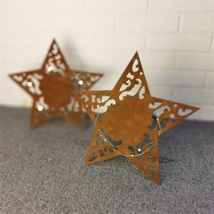 China Star Shaped Corten Steel Metal Ornaments Christmas Decoration For Home Garden wholesale