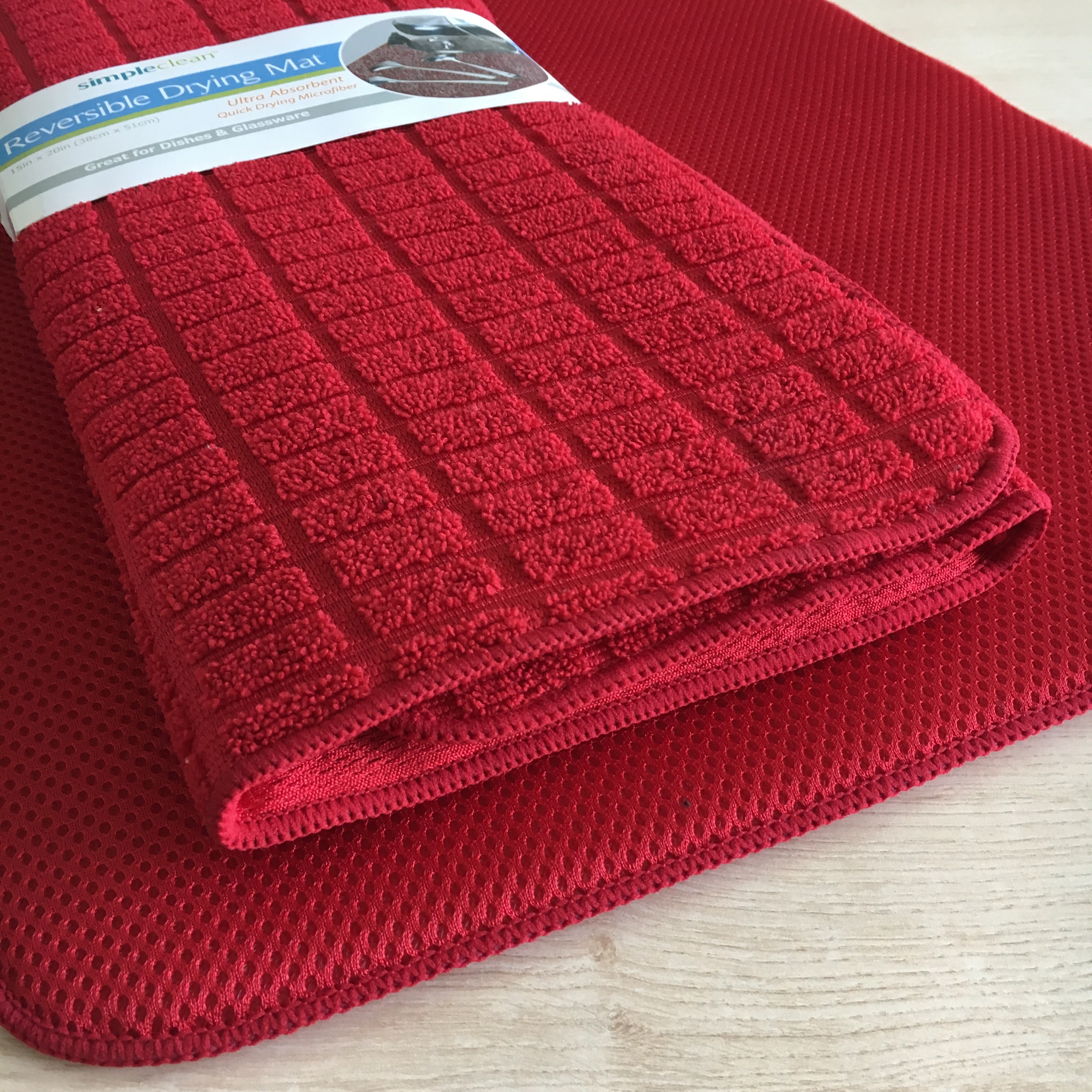 Sinlge packed 1pc Microfiber printeted water absorb dish mat kitchen water pad with grid patten