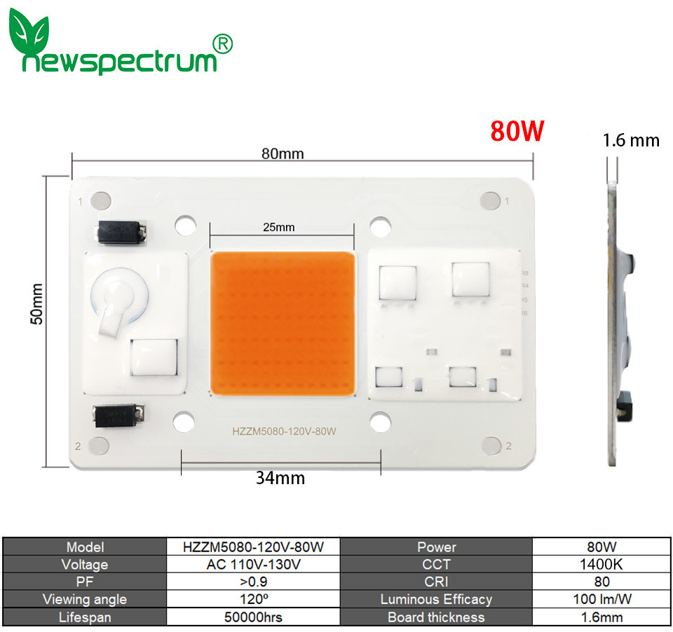 110V Solderless High Power Cob Led 80W High Luminous Efficiency