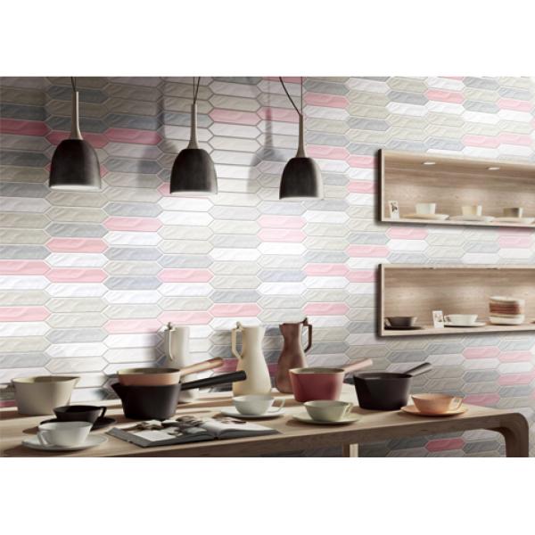 75x300mm Picket Ripple Ceramic Wall Tile - Glossy Modern 3D Inkjet