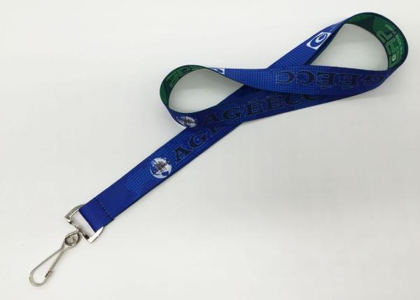 Blue Background Black Logo Dye Sublimation Lanyards For School ID Card , Good