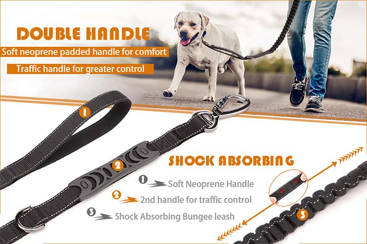 Heavy Duty 4-6FT Bungee Dog Paracord Leash Durable Car Seat Belt Walking Running Training Pet Leash with Zinc Alloy Carabiner