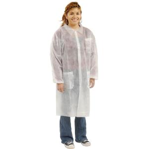 China 40gsm Nonwoven Disposable Lab Coat With Snap Button wholesale
