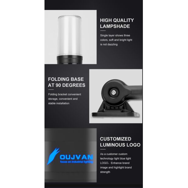 Q3T ABS+PC Single Layer Stack Light 2835 SMD LED 70000H Lifespan 60-70 Flashes/Min 3/4 Holes Foldable Mount Machine Alarm Indicator Light