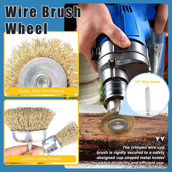 9pcs Cup Wire Wheel Brush 4500RMP Brass Coated Plating 8.5cm