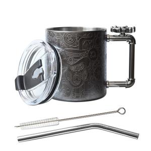 China 12oz Double Walled Stainless Steel Coffee Mug With Handle For Office wholesale