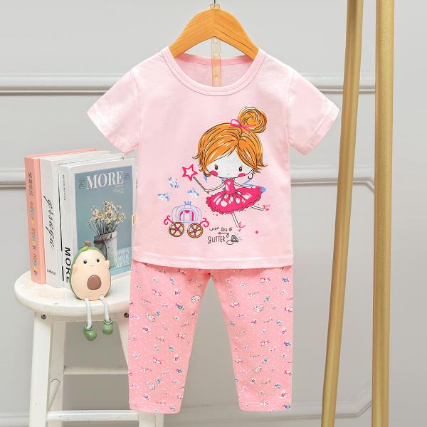 Skin Friendly Kids Sleeping Suits Cotton Shirt And Shorts Nightwear For 135cm