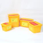 Yellow Swing Lid Needle Disposal Medical Sharps Box High capacity plastic square