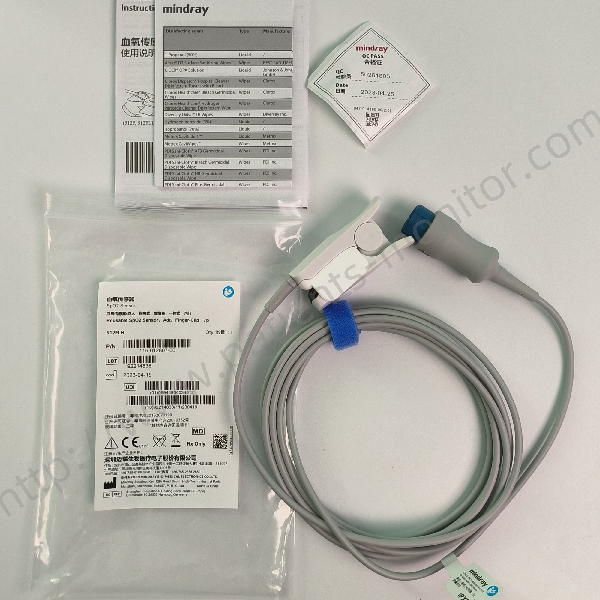 Mindray 512FLH Reusable Spo2 Sensor Adult Finger Clip 7 Pin 115-012807-00 Medical Cable Accessories