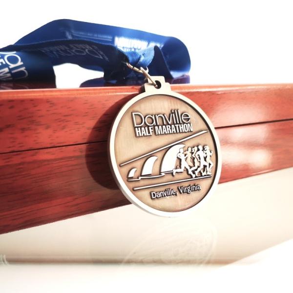 Metal Antique Danville Half Marathon Running Medal with Printed Sublimation
