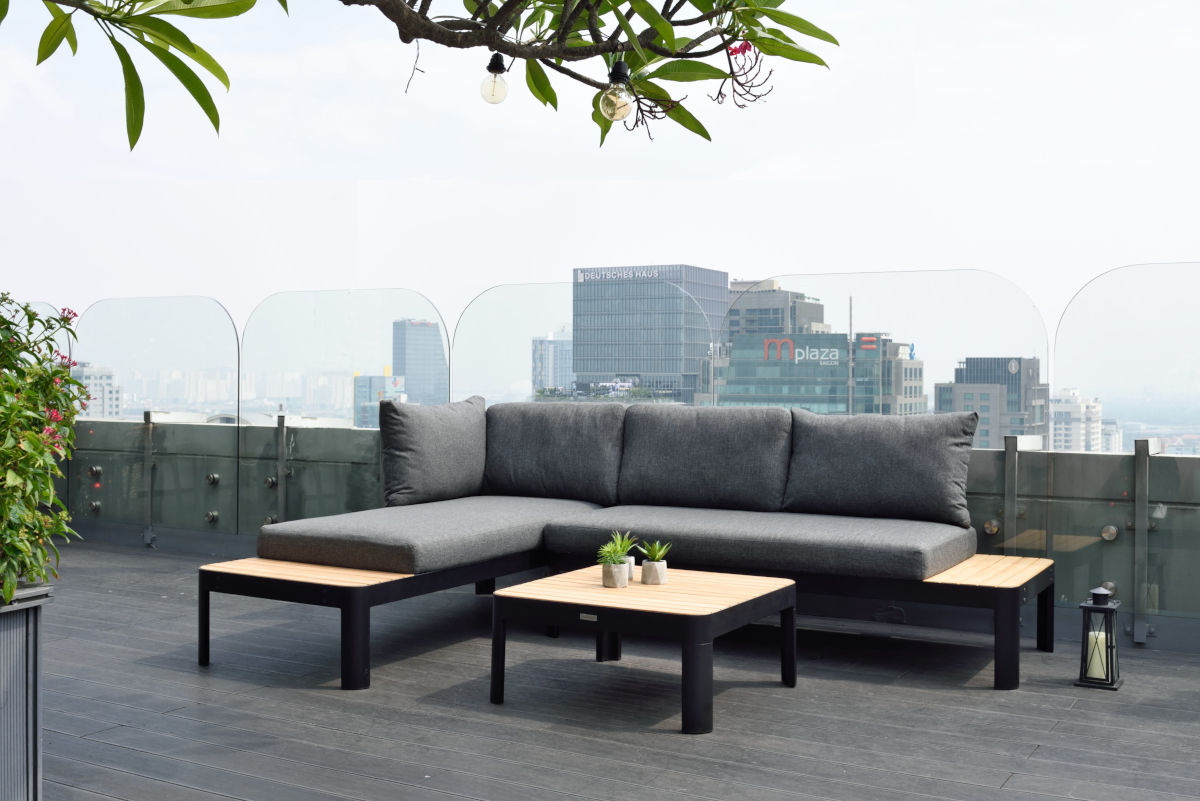 Aluminum Modular Garden Furniture L172xW72xH43cm AJUNION Outdoor Chaise Sectional Set